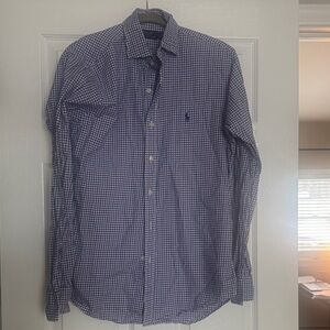 Men's Purple and Blue Checkered Shirt